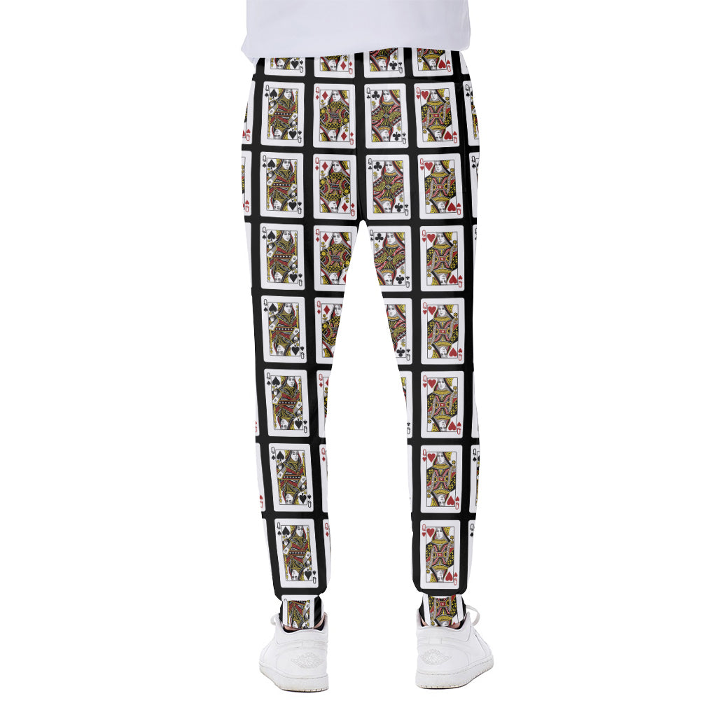 Four Queens Playing Cards Pattern Print Scuba Joggers