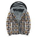 Four Queens Playing Cards Pattern Print Sherpa Lined Zip Up Hoodie