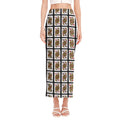 Four Queens Playing Cards Pattern Print Side Slit Maxi Skirt