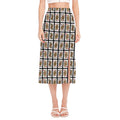 Four Queens Playing Cards Pattern Print Side Slit Midi Skirt