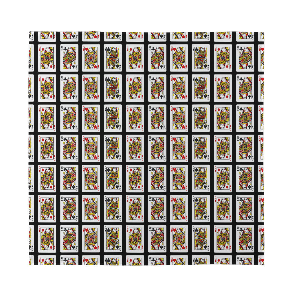 Four Queens Playing Cards Pattern Print Silk Bandana