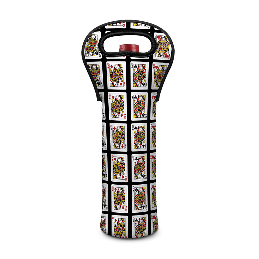 Four Queens Playing Cards Pattern Print Single Neoprene Wine Tote