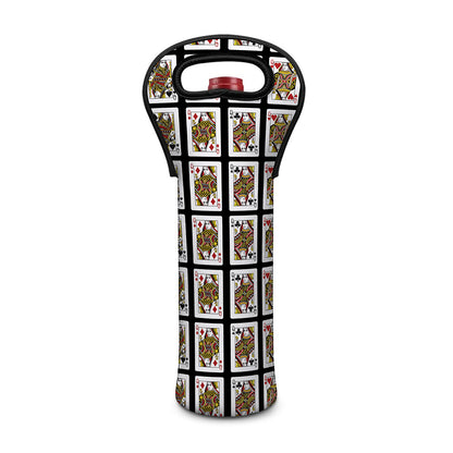 Four Queens Playing Cards Pattern Print Single Neoprene Wine Tote