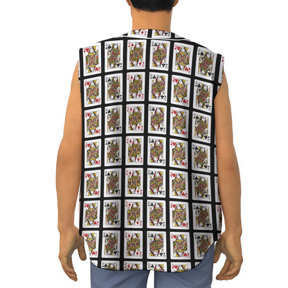 Four Queens Playing Cards Pattern Print Sleeveless Baseball Jersey