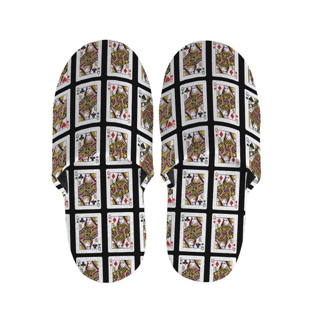 Four Queens Playing Cards Pattern Print Slippers