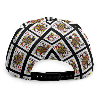 Four Queens Playing Cards Pattern Print Snapback Cap