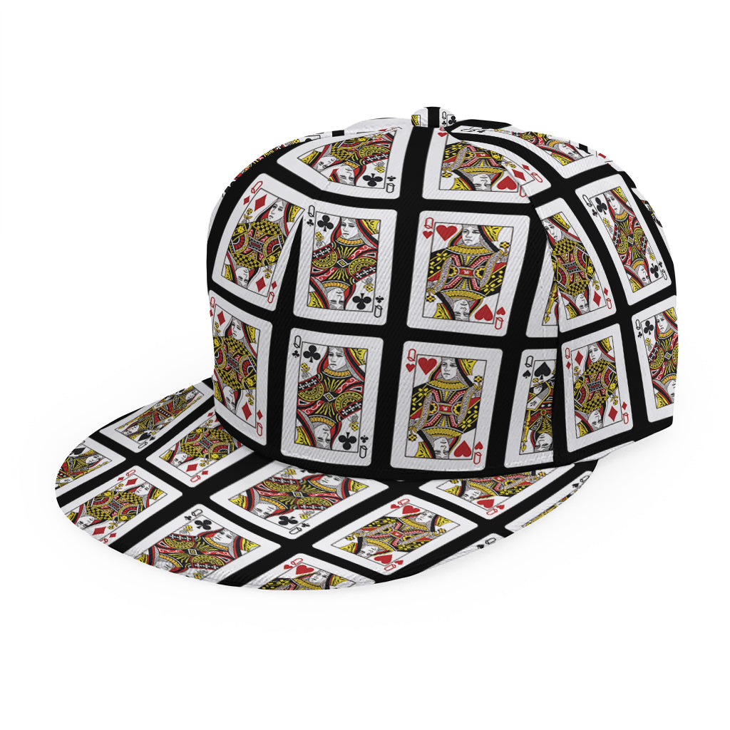 Four Queens Playing Cards Pattern Print Snapback Cap