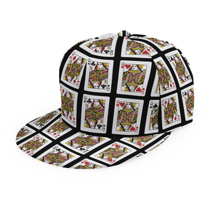 Four Queens Playing Cards Pattern Print Snapback Cap