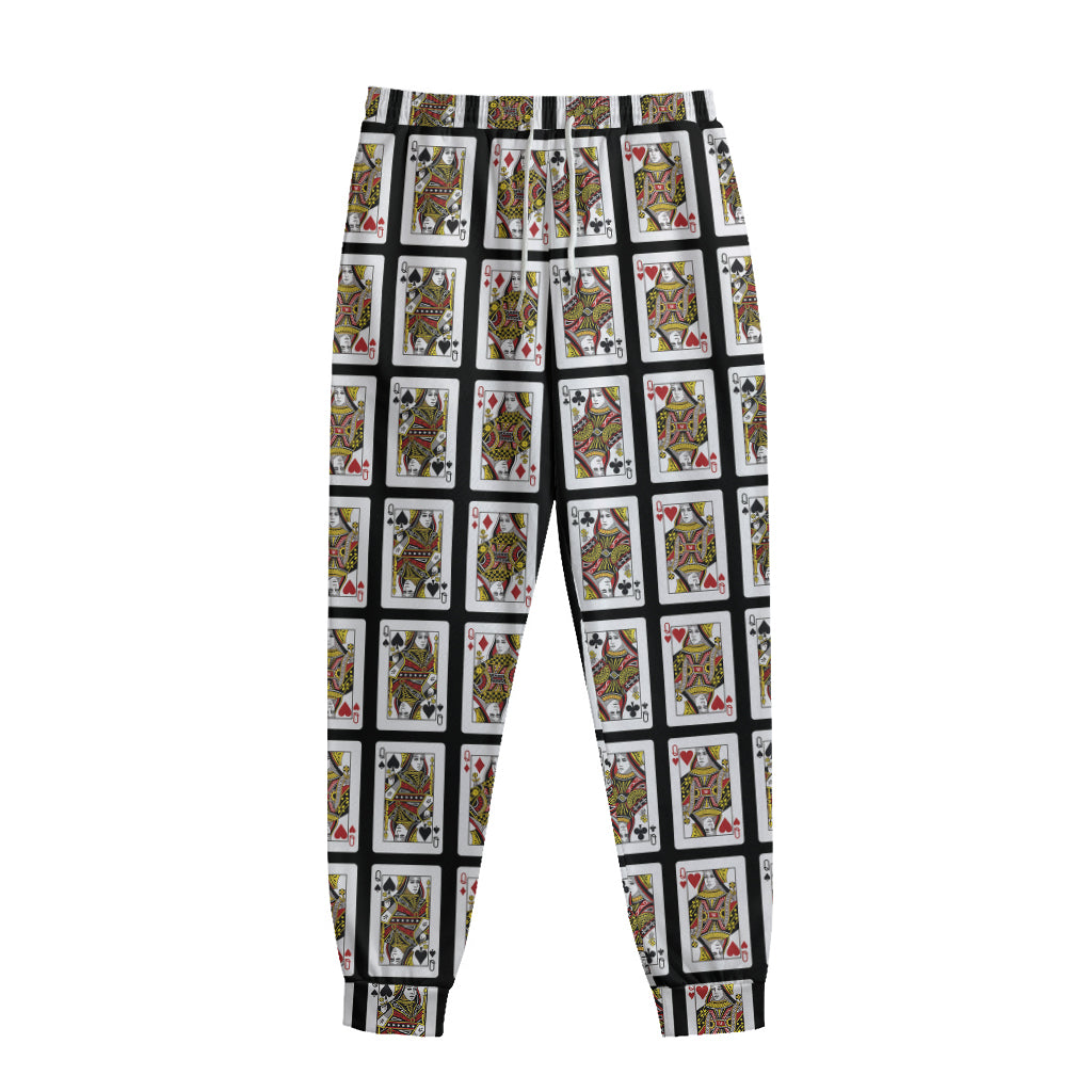 Four Queens Playing Cards Pattern Print Sweatpants