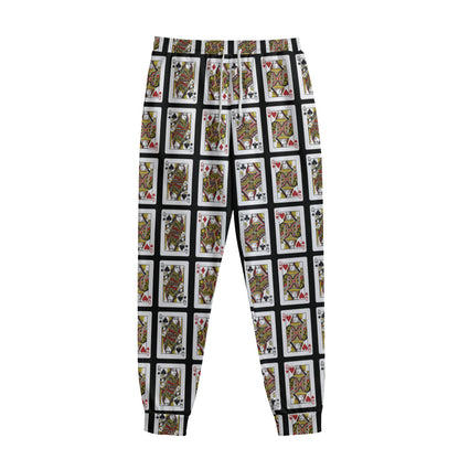 Four Queens Playing Cards Pattern Print Sweatpants