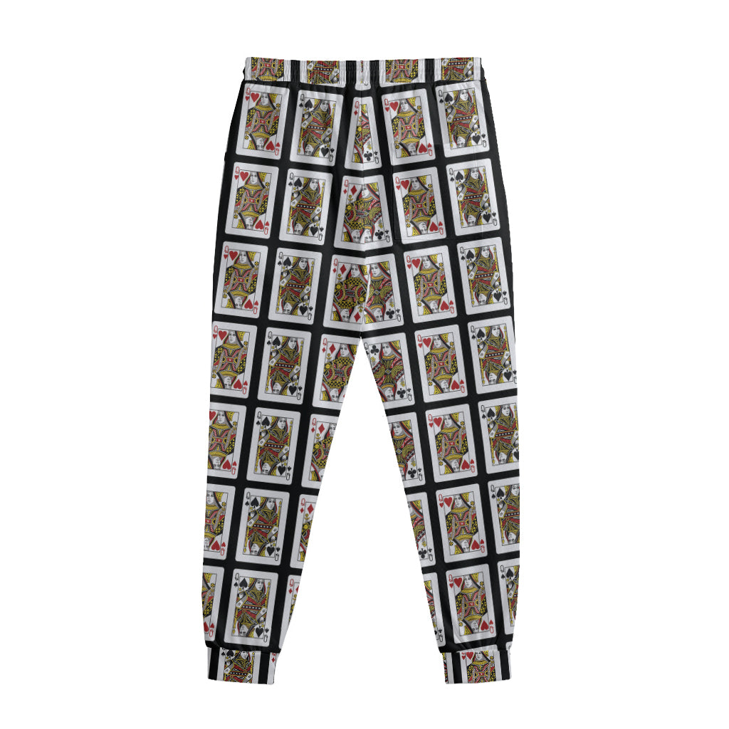 Four Queens Playing Cards Pattern Print Sweatpants