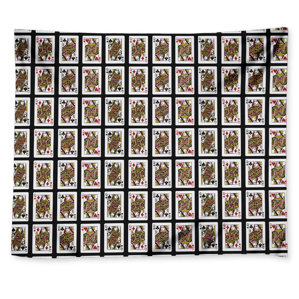 Four Queens Playing Cards Pattern Print Tapestry