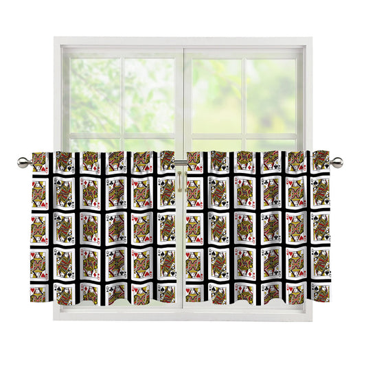 Four Queens Playing Cards Pattern Print Tier Curtains