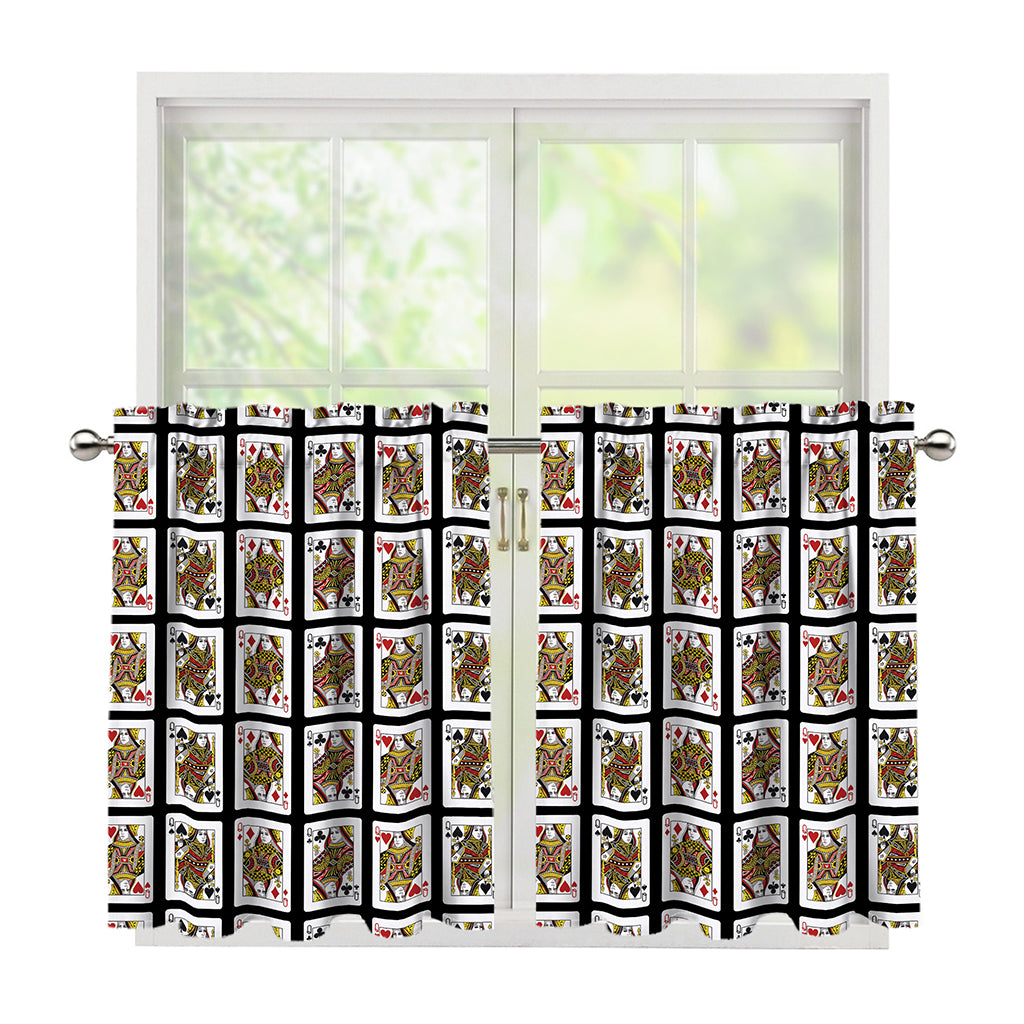Four Queens Playing Cards Pattern Print Tier Curtains