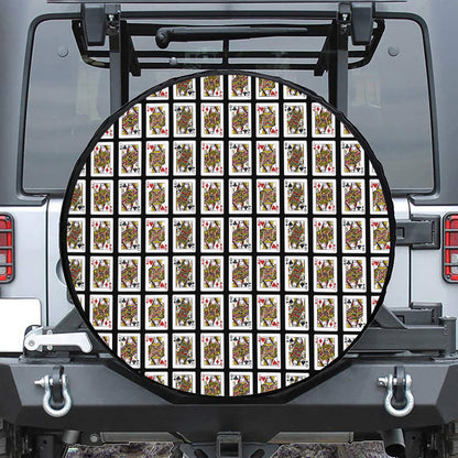 Four Queens Playing Cards Pattern Print Tire Cover