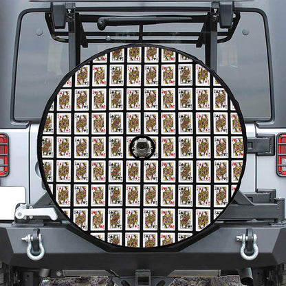 Four Queens Playing Cards Pattern Print Tire Cover With Camera Hole