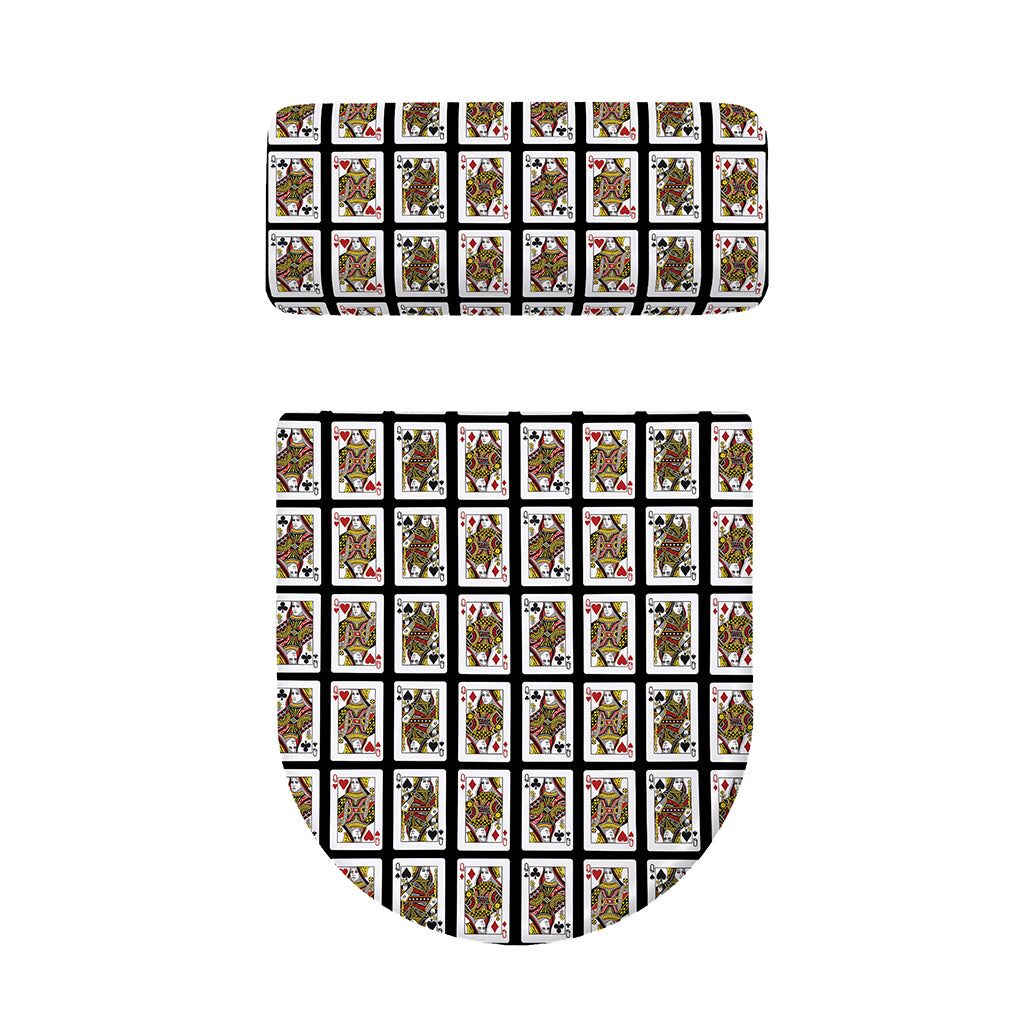 Four Queens Playing Cards Pattern Print Toilet Lid And Tank Cover Set