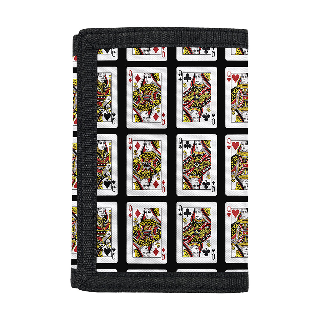 Four Queens Playing Cards Pattern Print Trifold Wallet