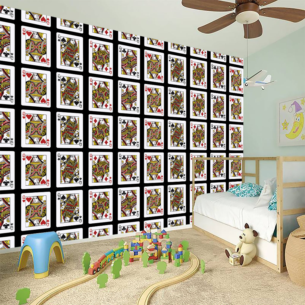 Four Queens Playing Cards Pattern Print Wall Sticker