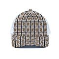 Four Queens Playing Cards Pattern Print White Mesh Trucker Hat