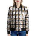 Four Queens Playing Cards Pattern Print Women's Bomber Jacket