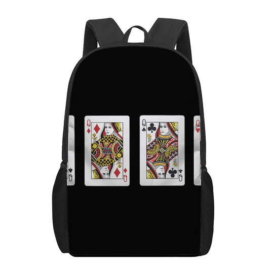 Four Queens Playing Cards Print 17 Inch Backpack