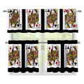 Four Queens Playing Cards Print 3 Piece Kitchen Curtains