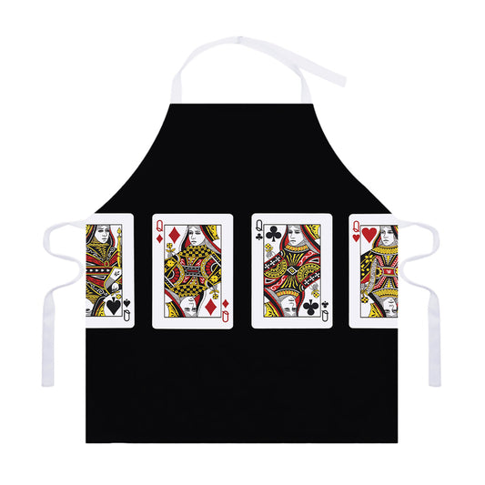 Four Queens Playing Cards Print Adjustable Apron