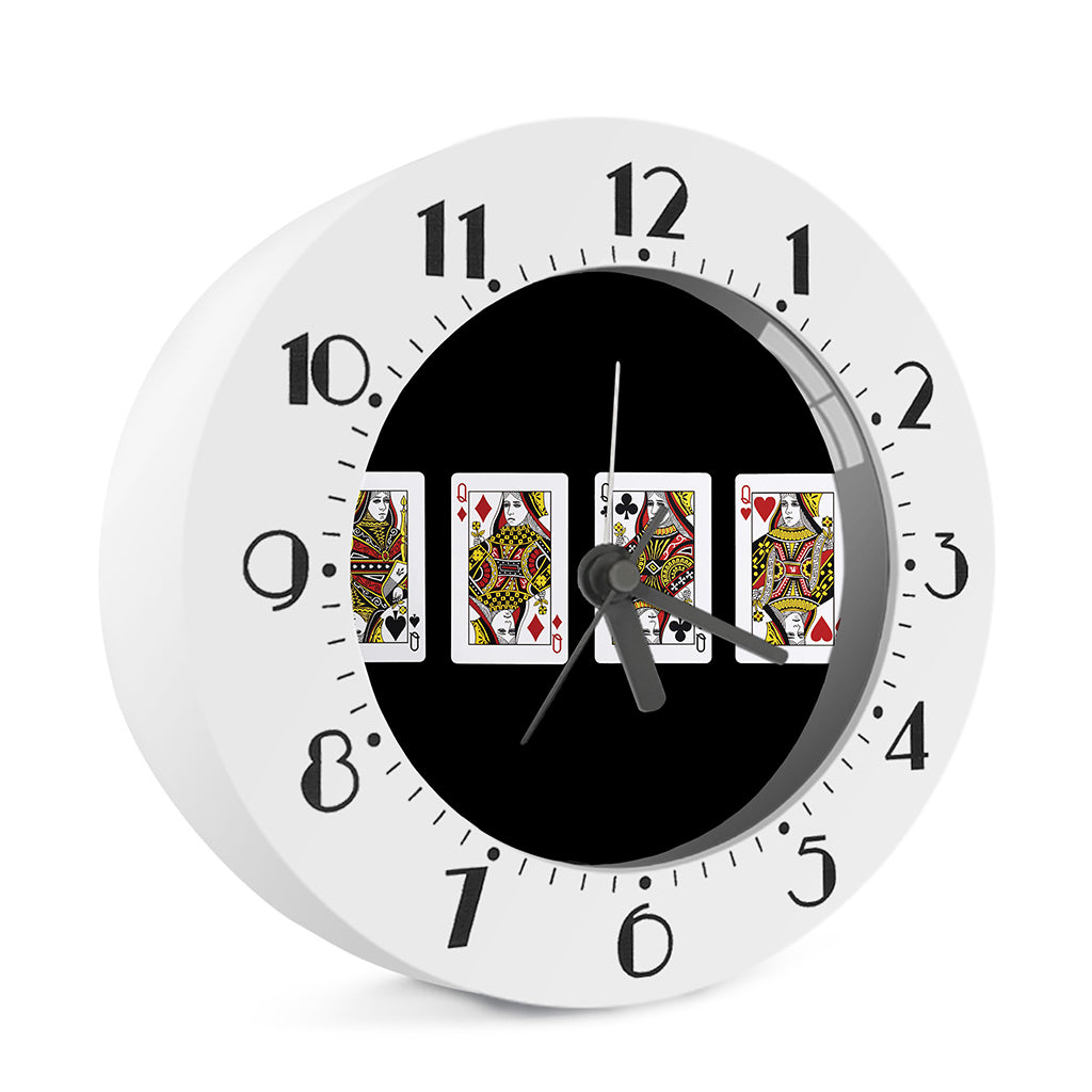 Four Queens Playing Cards Print Alarm Clock