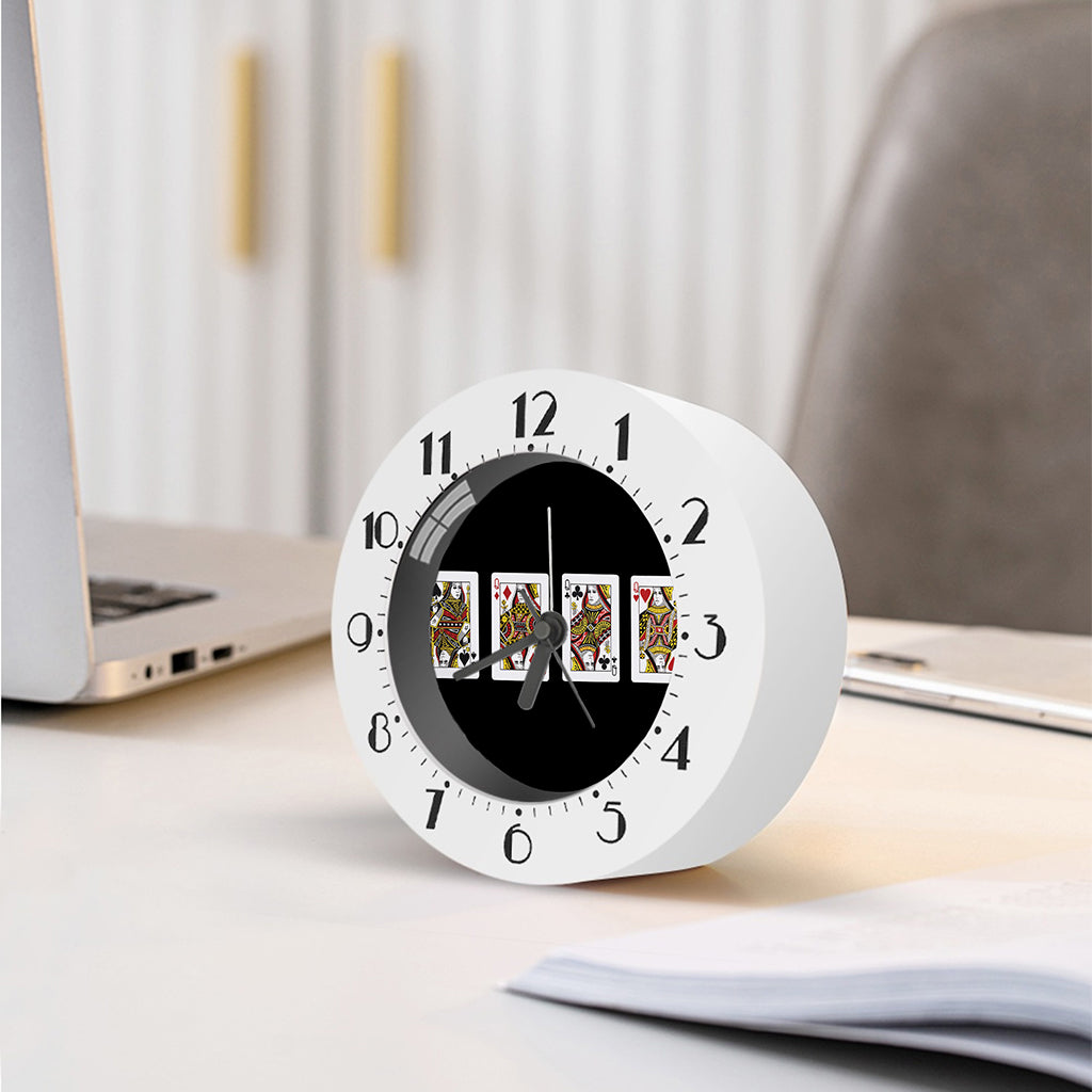 Four Queens Playing Cards Print Alarm Clock