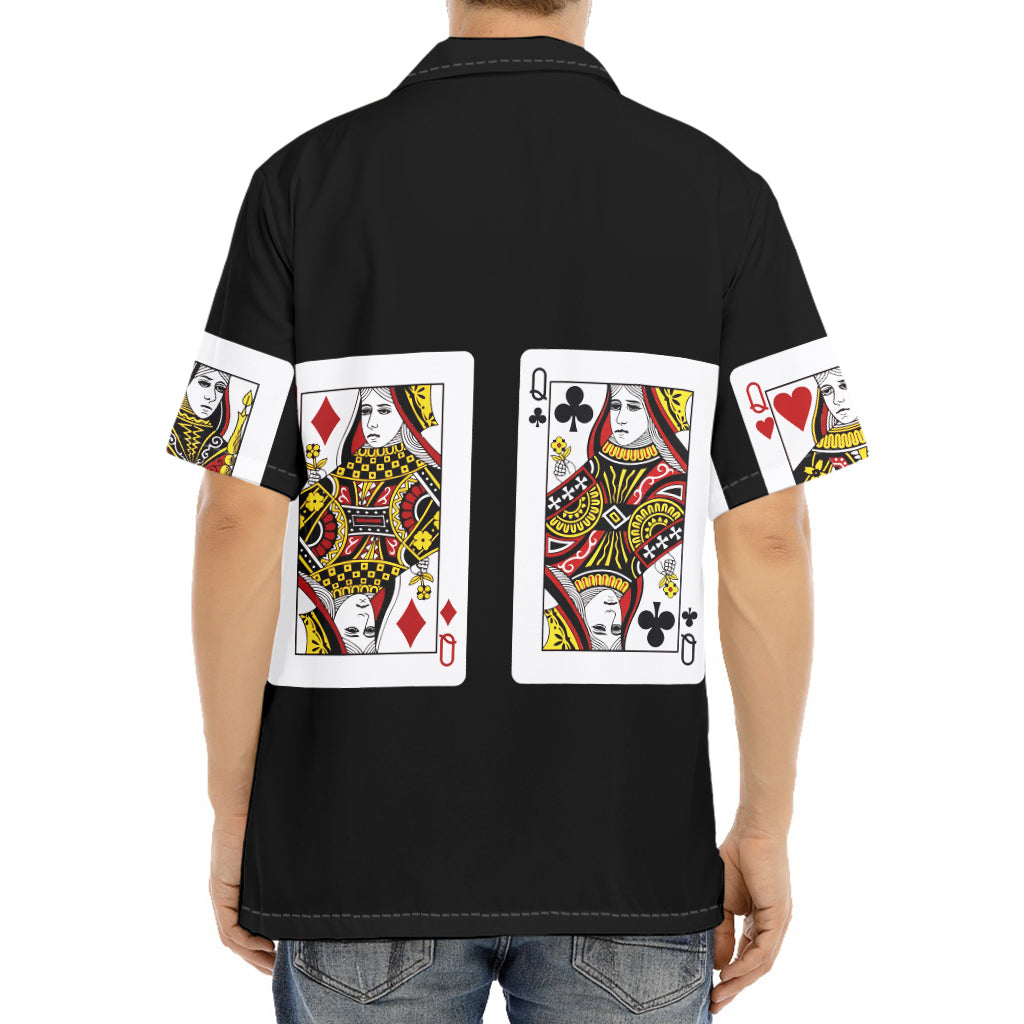 Four Queens Playing Cards Print Aloha Shirt