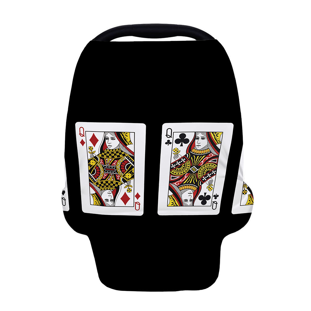 Four Queens Playing Cards Print Baby Seat Cover
