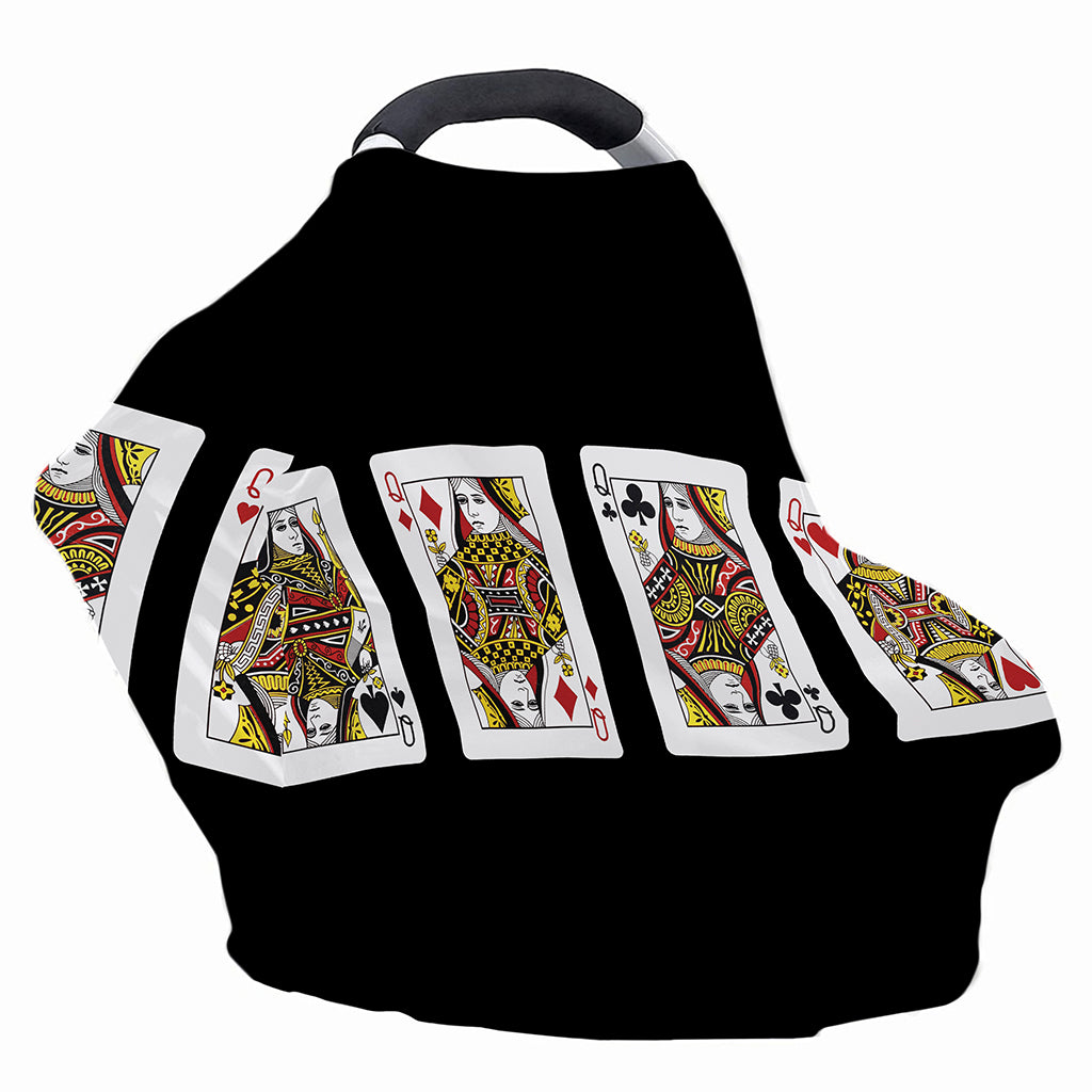 Four Queens Playing Cards Print Baby Seat Cover
