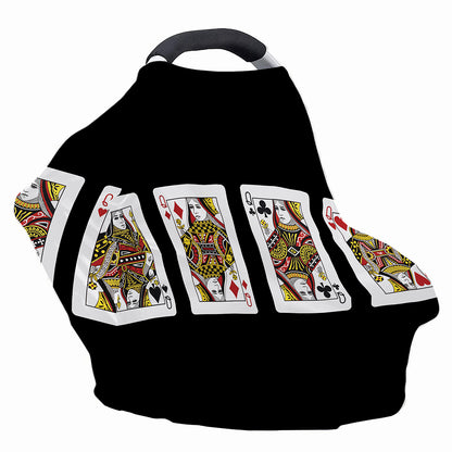 Four Queens Playing Cards Print Baby Seat Cover