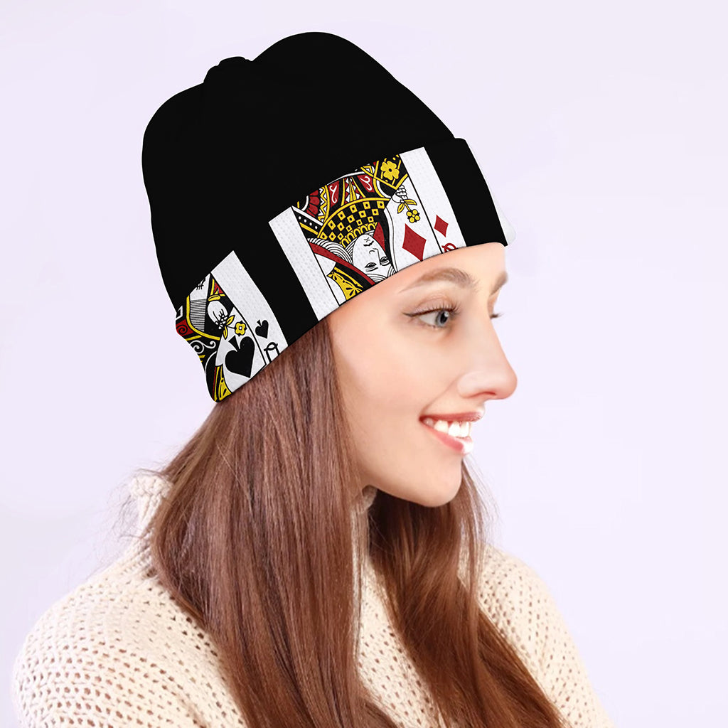 Four Queens Playing Cards Print Beanie