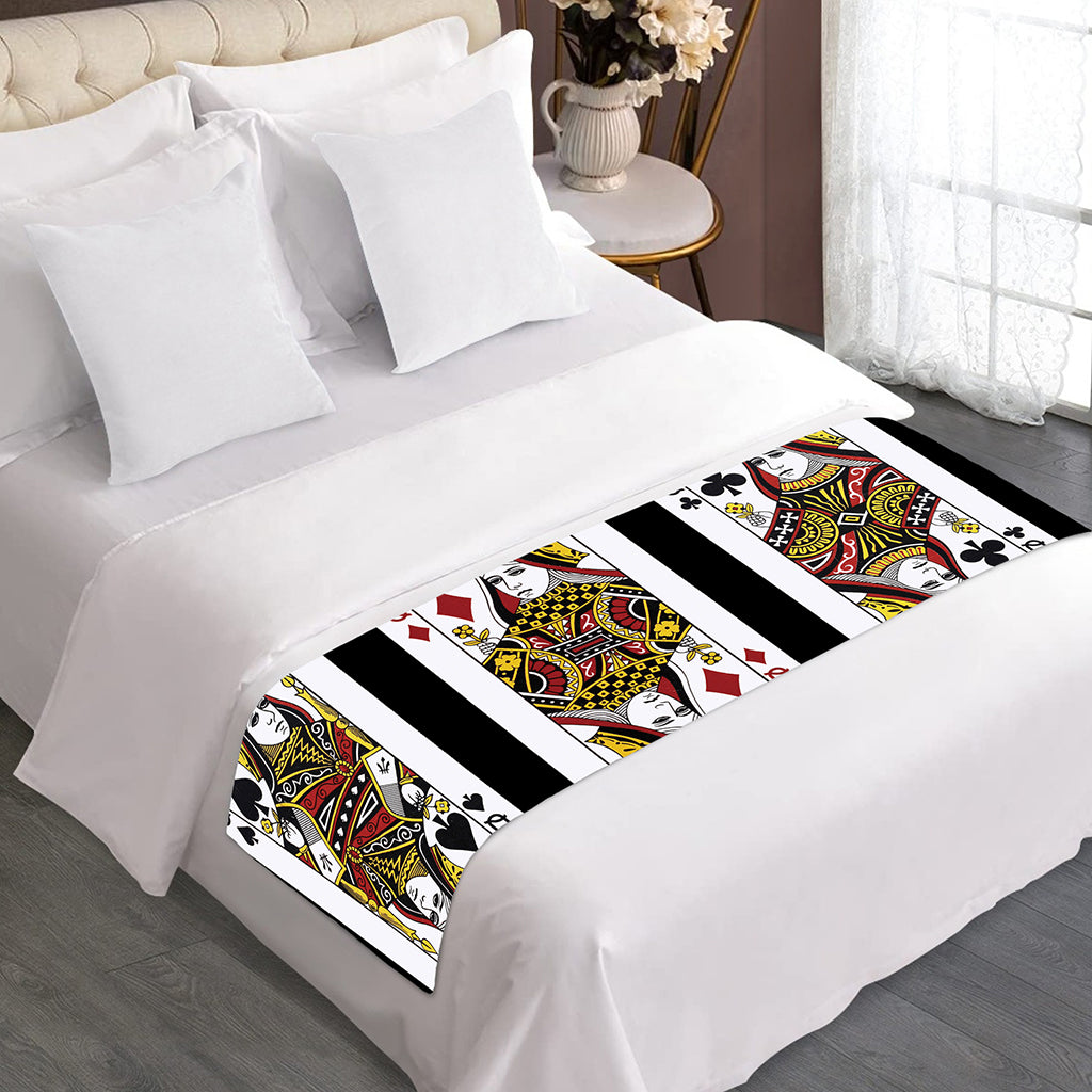 Four Queens Playing Cards Print Bed Runner