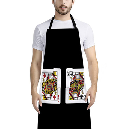 Four Queens Playing Cards Print Bib Apron With Pocket