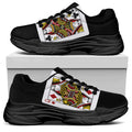 Four Queens Playing Cards Print Black Chunky Shoes
