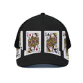 Four Queens Playing Cards Print Black Mesh Trucker Hat