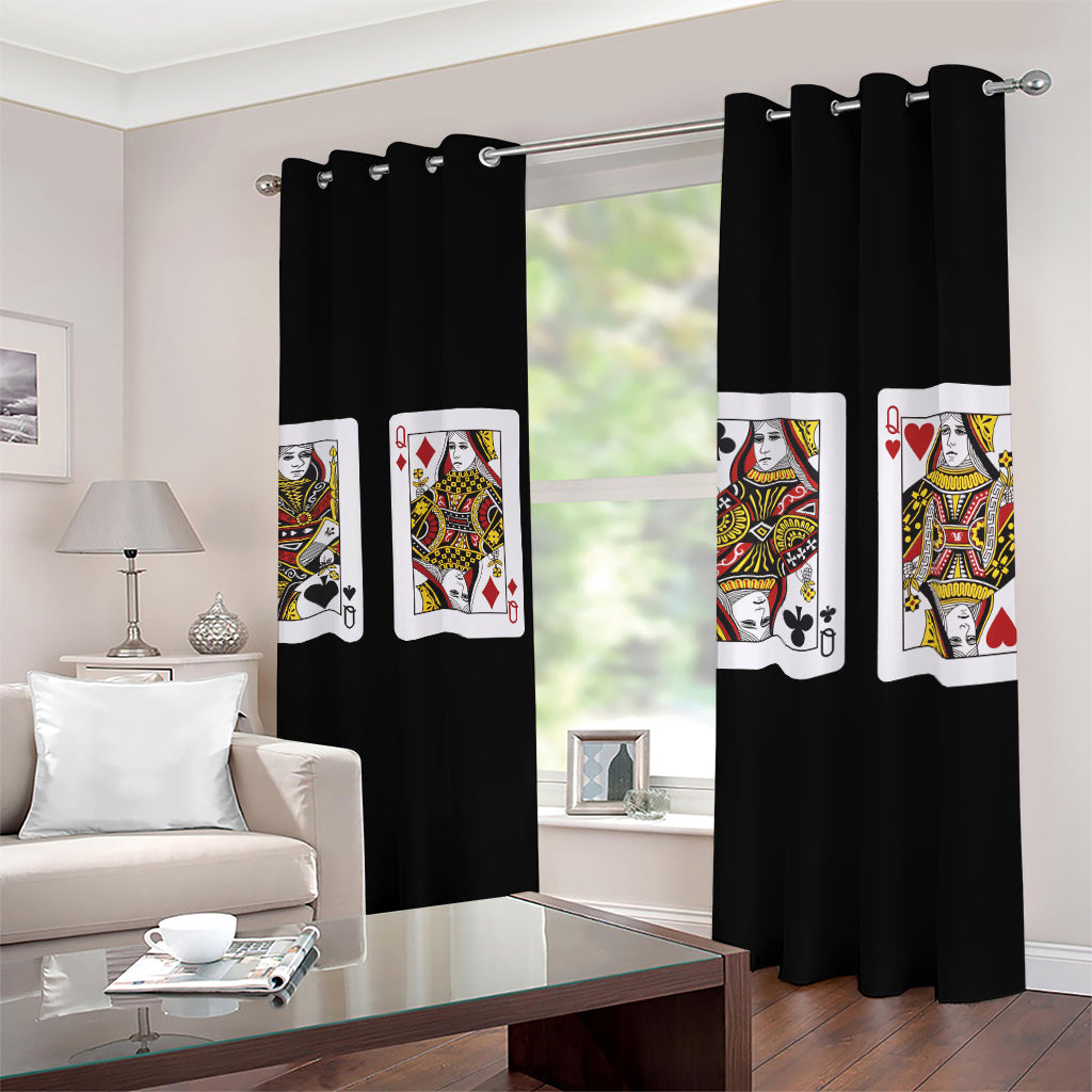 Four Queens Playing Cards Print Blackout Grommet Curtains