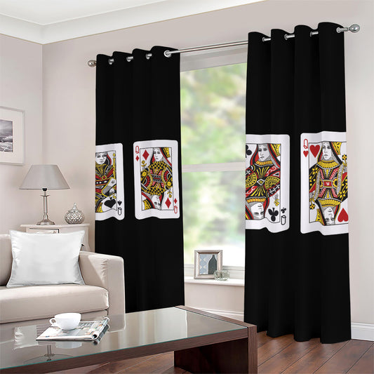 Four Queens Playing Cards Print Blackout Grommet Curtains