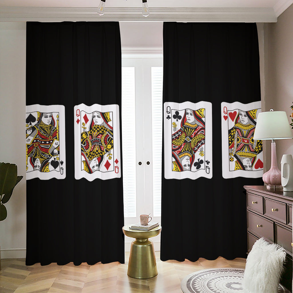 Four Queens Playing Cards Print Blackout Pencil Pleat Curtains