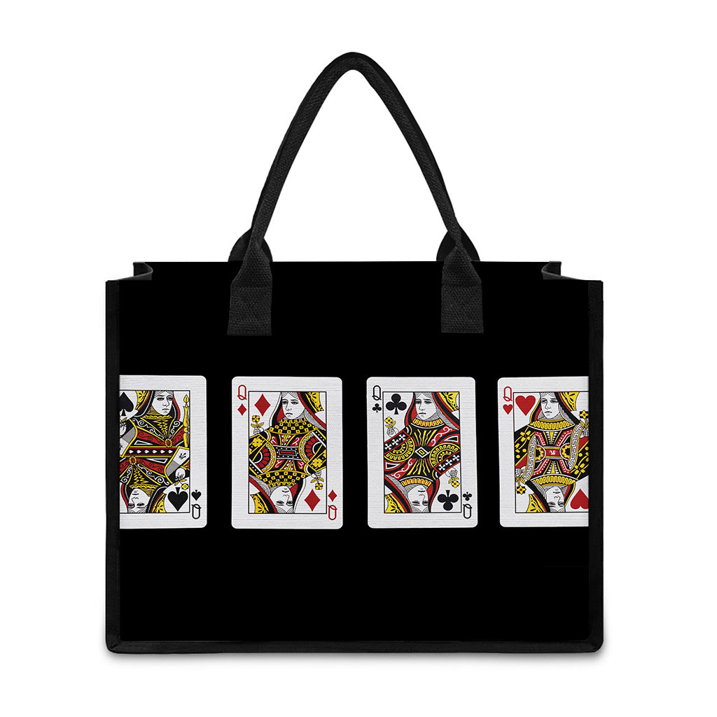 Four Queens Playing Cards Print Canvas Tote Bag