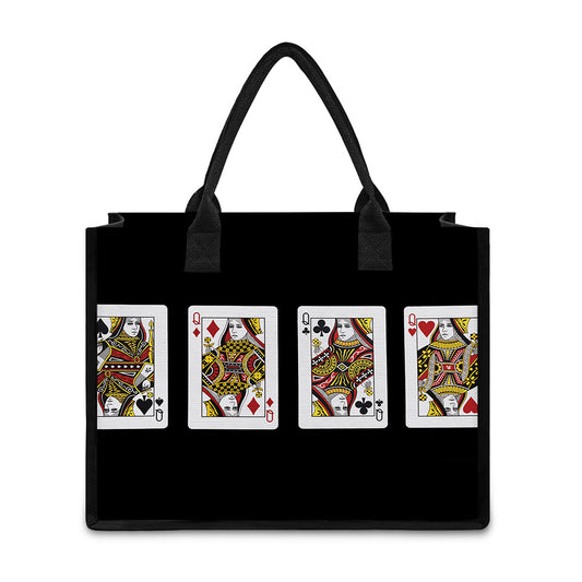 Four Queens Playing Cards Print Canvas Tote Bag