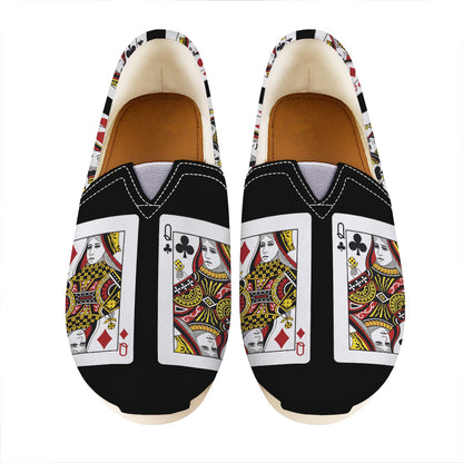 Four Queens Playing Cards Print Casual Shoes
