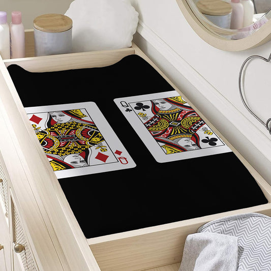 Four Queens Playing Cards Print Changing Pad Cover