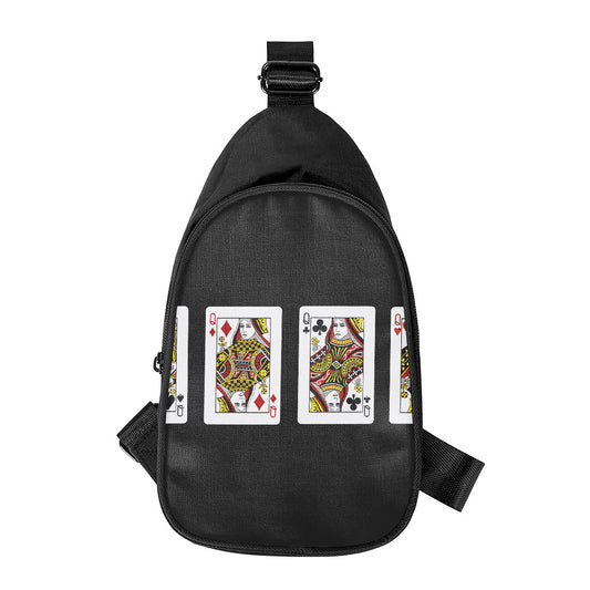 Four Queens Playing Cards Print Chest Bag