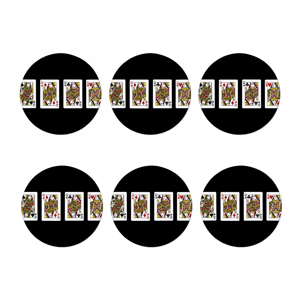 Four Queens Playing Cards Print Coaster Set