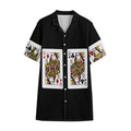 Four Queens Playing Cards Print Cotton Hawaiian Shirt