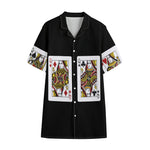Four Queens Playing Cards Print Cotton Hawaiian Shirt